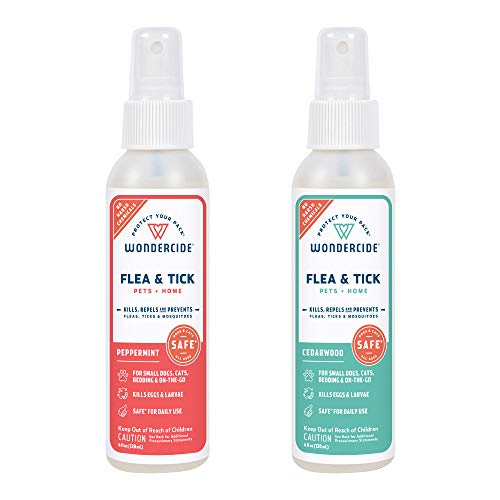 Wondercide - Flea, Tick and Mosquito Spray for Dogs, Cats, and Home - Flea and Tick Killer, Control, Prevention, Treatment - with Natural Essential Oils - 4 oz Peppermint & Cedarwood 2-Pack