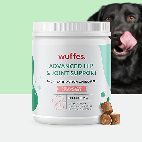 Wuffes Chewable Dog Hip and Joint Supplement for Large Breeds - Glucosamine & Chondroitin Chews - Dog Joint Supplements & Vitamins - Extended Joint Care - 30 Count