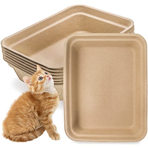 WUWEOT 8 Pack Disposable Cat Litter Box, Paper Cat Litter Tray Pet Litter Pan, 17" X 13" X 4" Travel Small Animal Clean Sifting Potty for Indoor Outdoor Cat, Hamster, Guinea Pig, Mice, Bunny and More