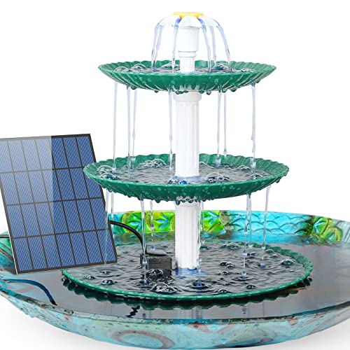 YEEREEN 3-Tier Bird Bath, 3.5W Upgraded Solar Fountain Pump, DIY Solar Powered Fountain Pump for Bird Bath, Garden Decoration, Outdoor Bird Feeder