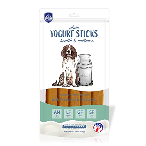 Yogurt Sticks | Prebiotic & Probiotics | Protein Rich - Lactose Free - Gluten Free - Corn Free - Grain Free | USA Made | for All Breeds | 5 pieces of Droolicious Yogurt Sticks | Yogurt Flavor