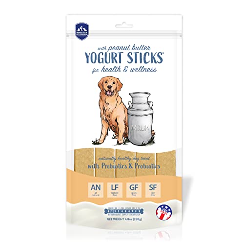 Yogurt Sticks, Prebiotic & Probiotics, Protein Rich - Lactose Free - Gluten Free - Corn Free - Grain Free, USA Made, for All Breeds, 5 pieces of Droolicious Yogurt Sticks, Peanut Butter Flavor