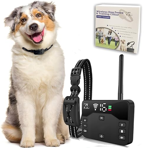 ZEAL'N LIFE 2-in-1 Wireless Dog Fence - Training Collar with Remote 2023 and Electric Fence for Ultimate Dog Safety and Freedom.Shock Collar for Large Dog (1 Collar + Transmitter)
