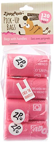 ZippyPaws ZP314 Pick Up Bags (8 Rolls of 15 Bags), Pink