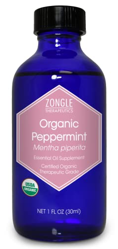 Zongle USDA Certified Organic Peppermint Essential Oil, Safe to Ingest, Mentha Piperita, 1 OZ