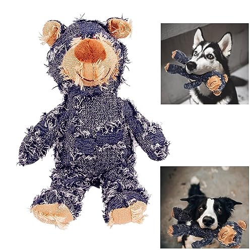 2023 New Indestructible Robust Bear-【large Size】-Dogs Toys, Dog Companion for Heavy Chewers, Durable Squeaky Dog Toys for Heavy Chewers, Plush Dog Toy, Interactive Dog Toys for Boredom (A-Blue)