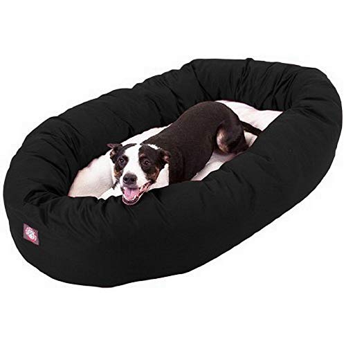40 inch Black & Sherpa Bagel Dog Bed By Majestic Pet Products
