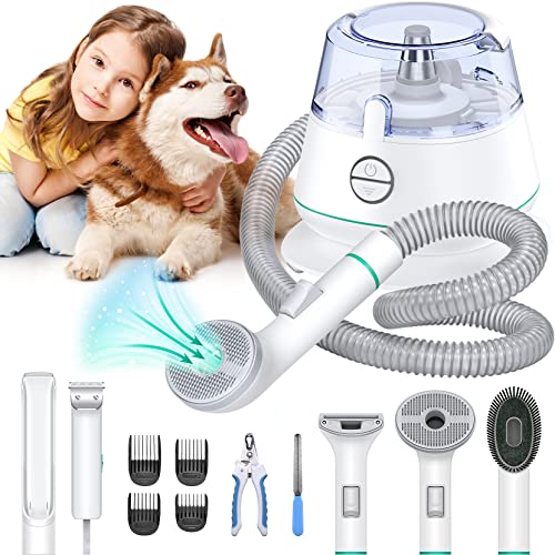 7-in-1 Pet Grooming Vacuum & Vacuum Suction 99% Pet Hair, Low Noise Pet Vacuum Cleaners for Pet Hair, Professional Doggy Vacuum with 5 Proven Grooming Tools, Nail Clippers for Dogs Cats Pets…