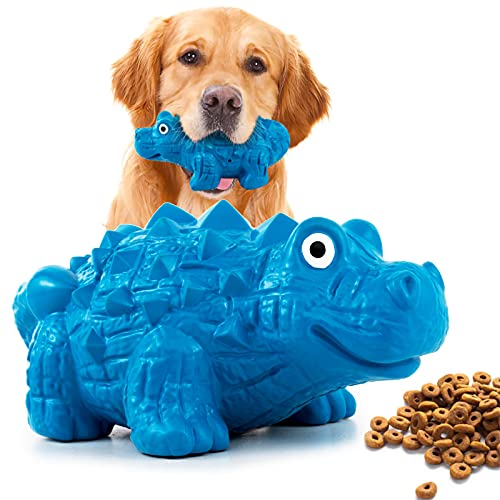 Aaraly Dog Chew Toys for Medium/Large Breed Dogs, Indestructible Tough Durable Dog Toys for Aggressive Chewers, Puppy Teething Chew Toys, Dog Teeth Cleaning Toys (Dinosaur-Blue)
