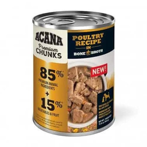 ACANA Grain-Free Premium Chunks Poultry Recipe in Bone Broth Wet Dog Food, 12.8 oz, Case of 12, 12 X 12.8 OZ