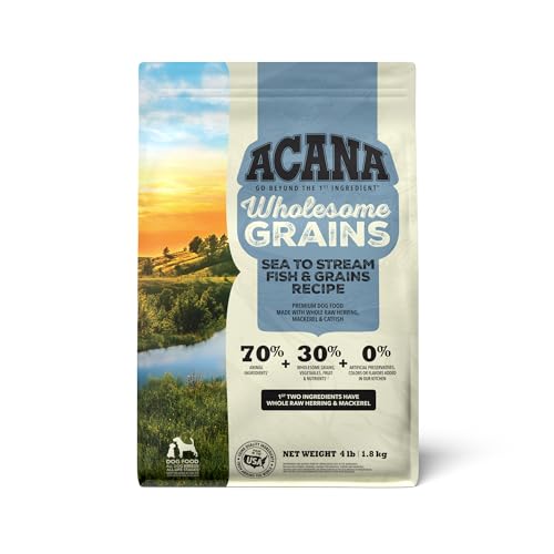 ACANA Wholesome Grains Dry Dog Food, Sea to Stream, Saltwater and Freshwater Fish & Grains Recipe, 4lb