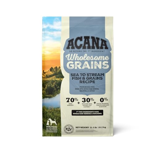 ACANA Wholesome Grains Dry Dog Food, Sea to Stream, Saltwater and Freshwater Fish & Grains Recipe, 22.5lb