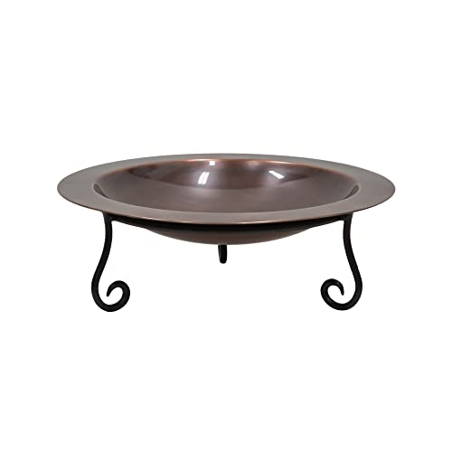 Achla Designs 201-7018 18" Classic Short Stand Birdbath, Antique Copper Finish