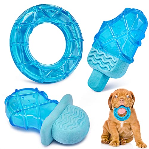 ADDPETS Puppy Toys Frozen 3 Pack for Teething Puppies,Puppy Chew Toys for Teething Relieve Teething Pain Itching, Fillable Puppy Teething Toys,Floating Puppy Chew Toys,Teething Comfort in Summer