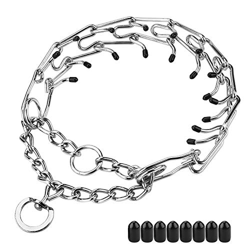 Aheasoun Prong Collar for Dogs, Dog Prong Collar, Pinch Collar for Dogs, Dog Training Collar, Large Medium and Small Dogs, Stainless Steel Adjustable with Comfort Rubber Tips (Large, 4.0mm, 23.6-Inch)