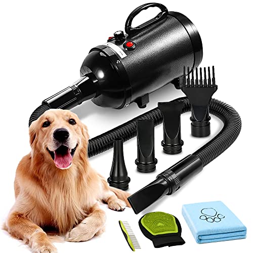 AIIYME All-in-one Bath Set Dog Dryer, 4.3HP/3200W Dog Hair Dryer with Adjustable Airflow Speed and Temperature 95°F-158°F, Dog Grooming Dryer Pro High Velocity Dryer for Dogs (Black)