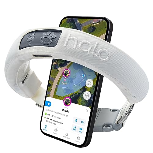 All New Halo Collar 3 (Medium/Large, Ivory) - GPS Dog Fence - Multifunction Wireless Dog Fence & Training Collar with Real-Time Tracking & GPS - Waterproof, Create Up to 20 Wireless Fences