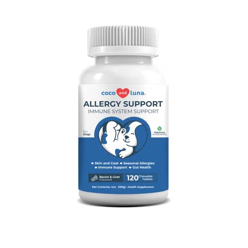 Allergy Support for Dogs - 120 Chewable Tablets - with Dog Probiotics for Itchy Skin - Dog Itch Relief, Allergy Relief for Dogs, Skin Soother for Dogs, Itch Relief for Dogs