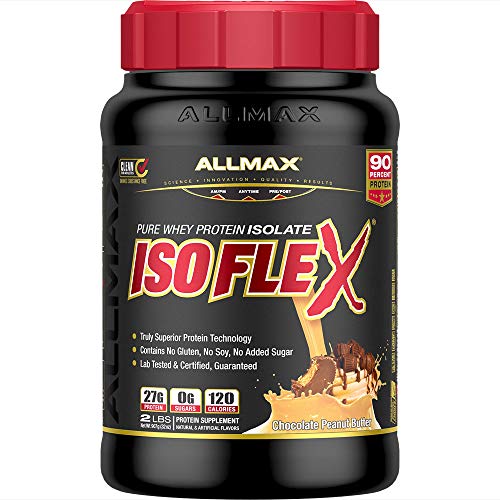 ALLMAX ISOFLEX Whey Protein Isolate, Chocolate Peanut Butter - 2 lb - 27 Grams of Protein Per Scoop - Zero Fat & Sugar - 99% Lactose Free - Gluten Free & Soy Free - Approx. 30 Servings