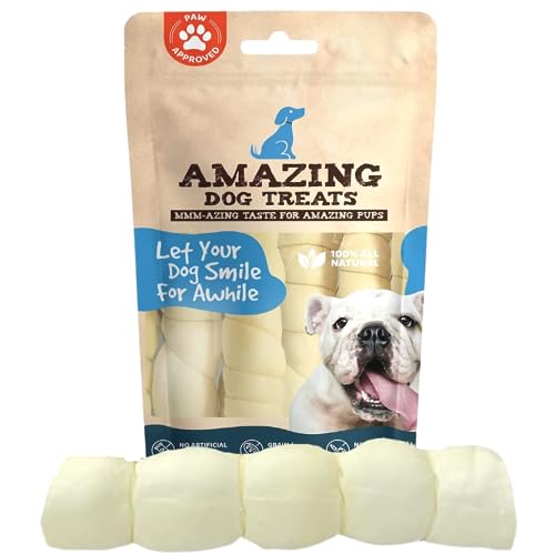 Amazing Dog Treats - Beef Cheek Rolls-(Mega Thick 10" - 6 Pcs) No Hide - Safe Rawhide Alternative Dog Chew - Great for Power Chewers - Long Lasting Dog Chew - No Splinters - Retriever Rolls for Dogs