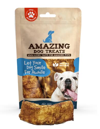 Amazing Dog Treats - Beef Cheek Strips Premium Dog Chew (Beef Flavor 6 Inch - 12 Pack) - NO Odor - Thick Cut - Rawhide Alternative - Beef Cheek Slice Chip Sticks - No Dyes, Chemicals, or Preservatives