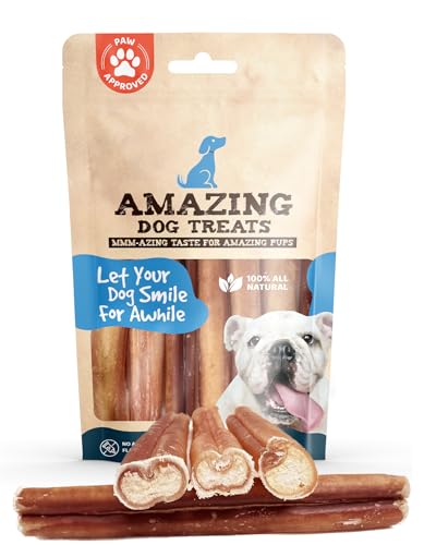 Amazing Dog Treats Bully Stick for Dogs (Extra Thick/Jumbo 6 Inch - 6 Count) - NO Hide Bones for Dogs - Safe Chews for Dogs - Long Lasting Bully Sticks for Dogs
