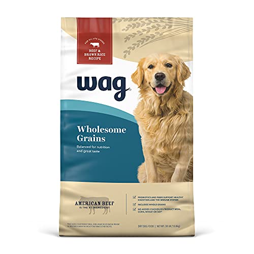 Amazon Brand – Wag Dry Dog Food, Beef and Brown Rice, 30 lb Bag