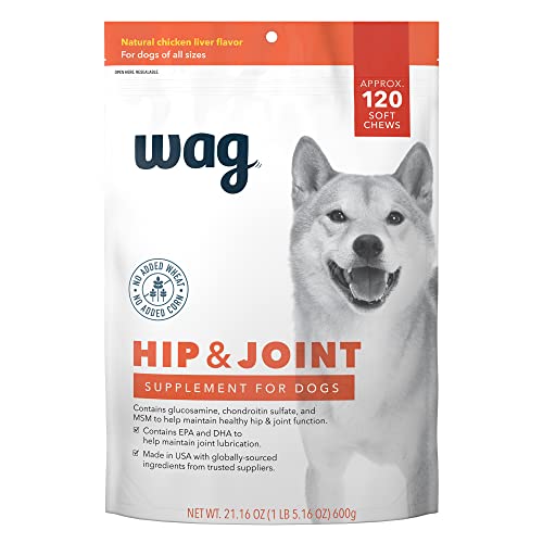 Amazon Brand - Wag Hip & Joint Soft Chews for Dogs, 120 Count