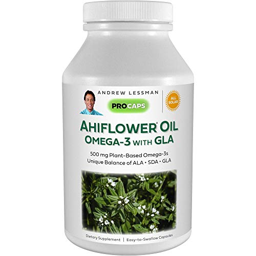 ANDREW LESSMAN Ahiflower Omega-3-240 Softgels - Uniquely Balanced, Plant-Based Source of Essential Omega-3 Fatty acids. No Stomach Upset, No Contaminants, No Mercury. Easy to Swallow Softgels