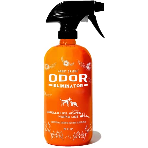 Angry Orange Pet Odor Eliminator for Strong Odor - Citrus Deodorizer for Strong Dog or Cat Pee Smells on Carpet, Furniture & Indoor Outdoor Floors - 24 Fluid Ounces - Puppy Supplies
