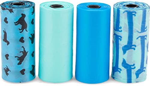 Animal Planet Dog Poop Bags (360 Bags) Value Pack of 4 Styles (Blue Puppy/Aqua Puppy / 2 Solid) Leak Proof Housebreaking Supplies For Doggy Waste & Cat Litter, 9" x 13"; FREE Bonus Dispenser