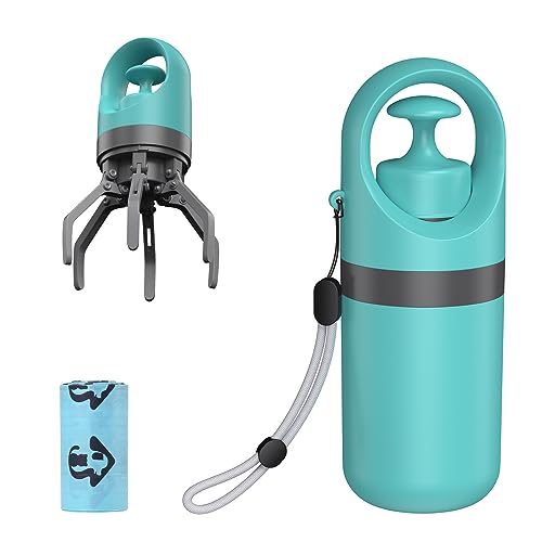 Ankilo Newest Poop Scooper for Dogs, Portable Poop Scooper with Built-in Bag Dispenser, Claw Dog Poop Scooper, with 15 Bags, Poop Picker Tool for Small, Medium and Large Dogs