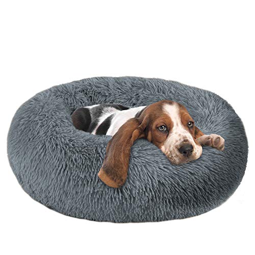 Anxiety Dog Bed Calming Dog Bed Comfy Donut Cuddler Pet Bed for Orthopedic Relief, Improved Sleeping, Waterproof Bottom