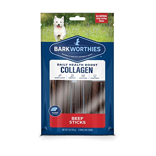 Barkworthies Plain Collagen Stick Dog Treats, 6-Inch, 8-Count