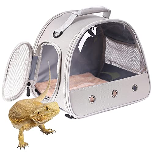 Bearded Dragon Carrier,Lizards Carrier, Small Animal Travel Carrier for Hedgehog Rat Parrot Bird Guinea Pig, Portable Guinea Pig Travel Carrier for 2(Grey)