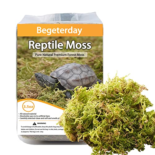 Begeterday 3.5oz Pure Natural Reptile Moss for Humidity, Great for Snakes, Turtle and Other Reptiles, Good for Terrariums for Reptiles & Amphibians
