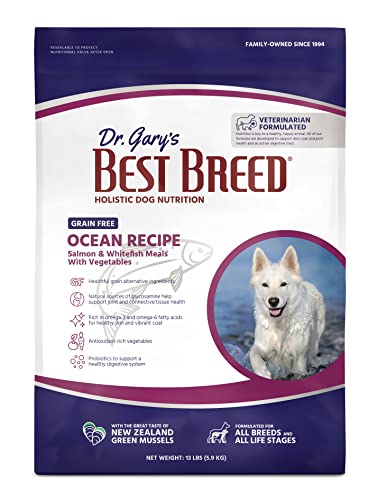 Best Breed Dr. Gary's Grain Free Ocean Recipe Slow-Cooked in USA, Natural Dry Dog Food for All Breeds and Sizes, 13lbs.