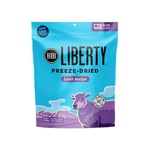 BIXBI Liberty Freeze Dried Dog Food, Lamb Recipe, 20 oz - 80% Meat and Organs, No Fillers with Fresh Fruits and Vegetables - Pantry-Friendly Raw Dog Food for Meal, Treat or Food Topper - USA Made