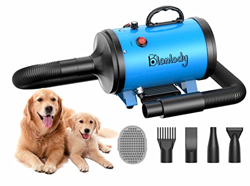 Blanlody Dog Dryer High Velocity Pet Hair Blower for Grooming, Blow 3200W/4.5HP for Large Dogs secadora para Perros with Stepless Adjustable Speed, 4 Different Nozzles and Dog Brush