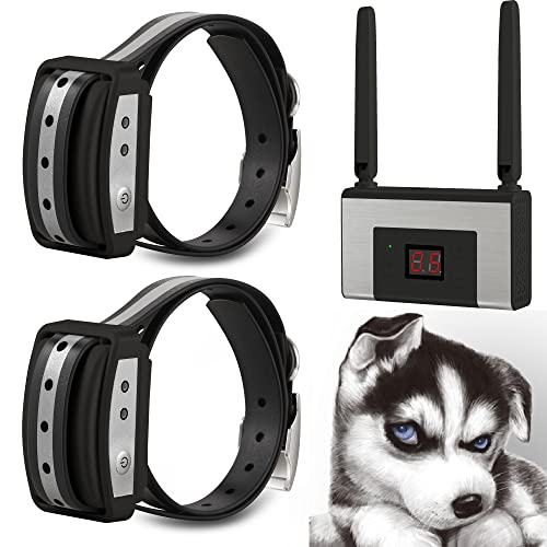 Blingbling Petsfun Electric Wireless Dog Fence System, Pet Containment System with Waterproof and Rechargeable Training Collar Receiver for 2 Dogs Pets Container Boundary (Black)