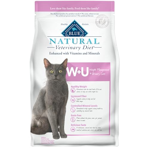 Blue Buffalo Natural Veterinary Diet W+U Weight Management + Urinary Care Dry Cat Food, Chicken 6.5-lb bag