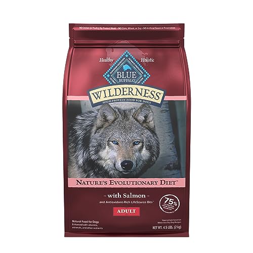 Blue Buffalo Wilderness High Protein Natural Adult Dry Dog Food plus Wholesome Grains, Salmon 4.5 lb bag