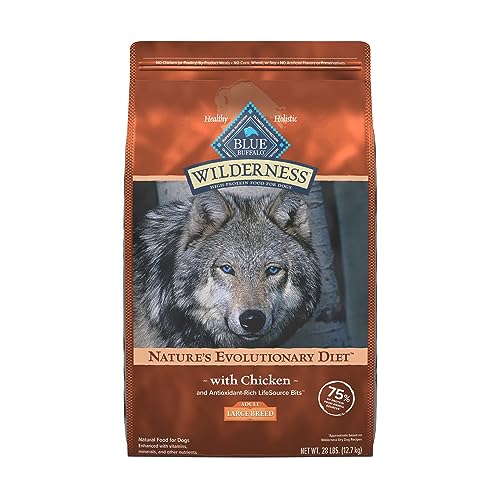 Blue Buffalo Wilderness High Protein Natural Large Breed Adult Dry Dog Food plus Wholesome Grains, Chicken 28 lb bag