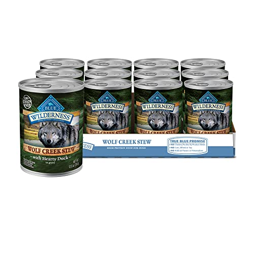 Blue Buffalo Wilderness Wolf Creek Stew High Protein, Natural Wet Dog Food, Hearty Duck Stew in gravy 12.5-oz cans (Pack of 12)