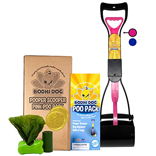 Bodhi Dog Complete Poo Pack | 24" Pooper Scooper, Poop Bags, and Pet Dog Waste Bag Holder | Perfect for Small, Medium, Large, XL Pets - Great for Grass and Gravel