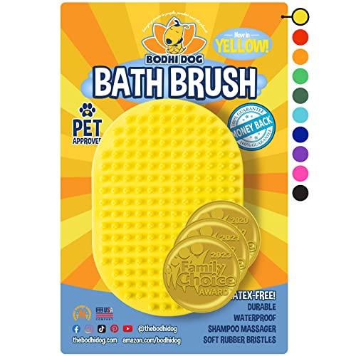 Bodhi Dog Shampoo Brush | Pet Shower & Bath Supplies for Cats & Dogs | Dog Bath Brush for Dog Grooming | Long & Short Hair Dog Scrubber for Bath | Professional Quality Dog Wash Brush