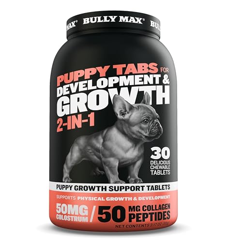 Bully Max 2-in-1 Puppy Tablets for Development and Growth | Chewable Supplement Tablet for Pups and Growing Dogs | 30 Chewable Tablets (Feed 1-2 Tablets per Day)