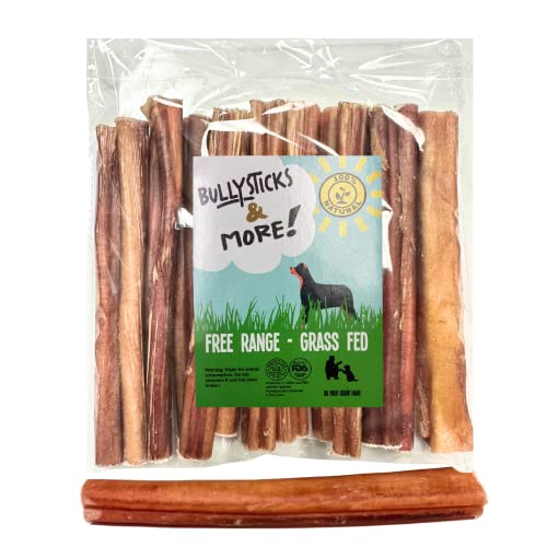 BULLYSTICKS & MORE 6 Inch Bully Sticks (Jumbo/Thick - 12 Count) | Bully Sticks for Large Dogs | 100% Grass Fed Beef | Dog Parents Choice Bully Stick Dog Chews | No Hide Bully Bones for Dogs