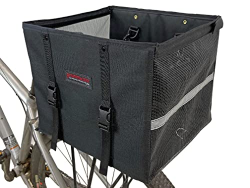 Bushwhacker Grocery and Pet Pannier for Bicycle Rack Bike Riding Bag Basket Crate Cycling Rear Holder Small Dog Cat Carrier Cargo Pack Trunk Tote Mount Leash Shopping