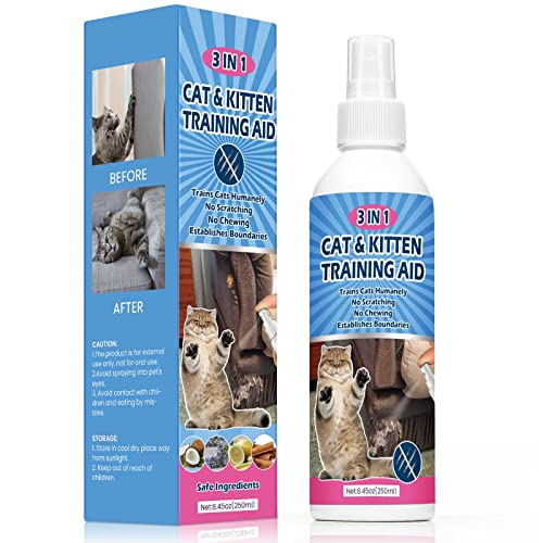 Cat Deterrent Spray, Cat Repellent Spray Suit for Indoor & Outdoor, Anti Cat Scratching Deterrent Spray, Used to Prevent Cats from Scratching Plants & Furniture, Safe for Children & Plant 250ML